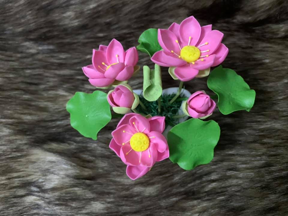 [HCM]Chậu hoa sen đất sét thủ công mini L