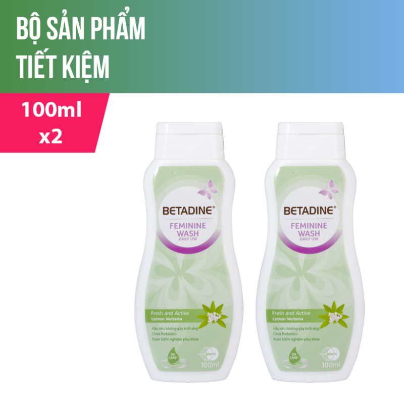 Combo 2 dung dịch vệ sinh phụ nữ Betadine Fresh Active Lemon 100ml cao cấp