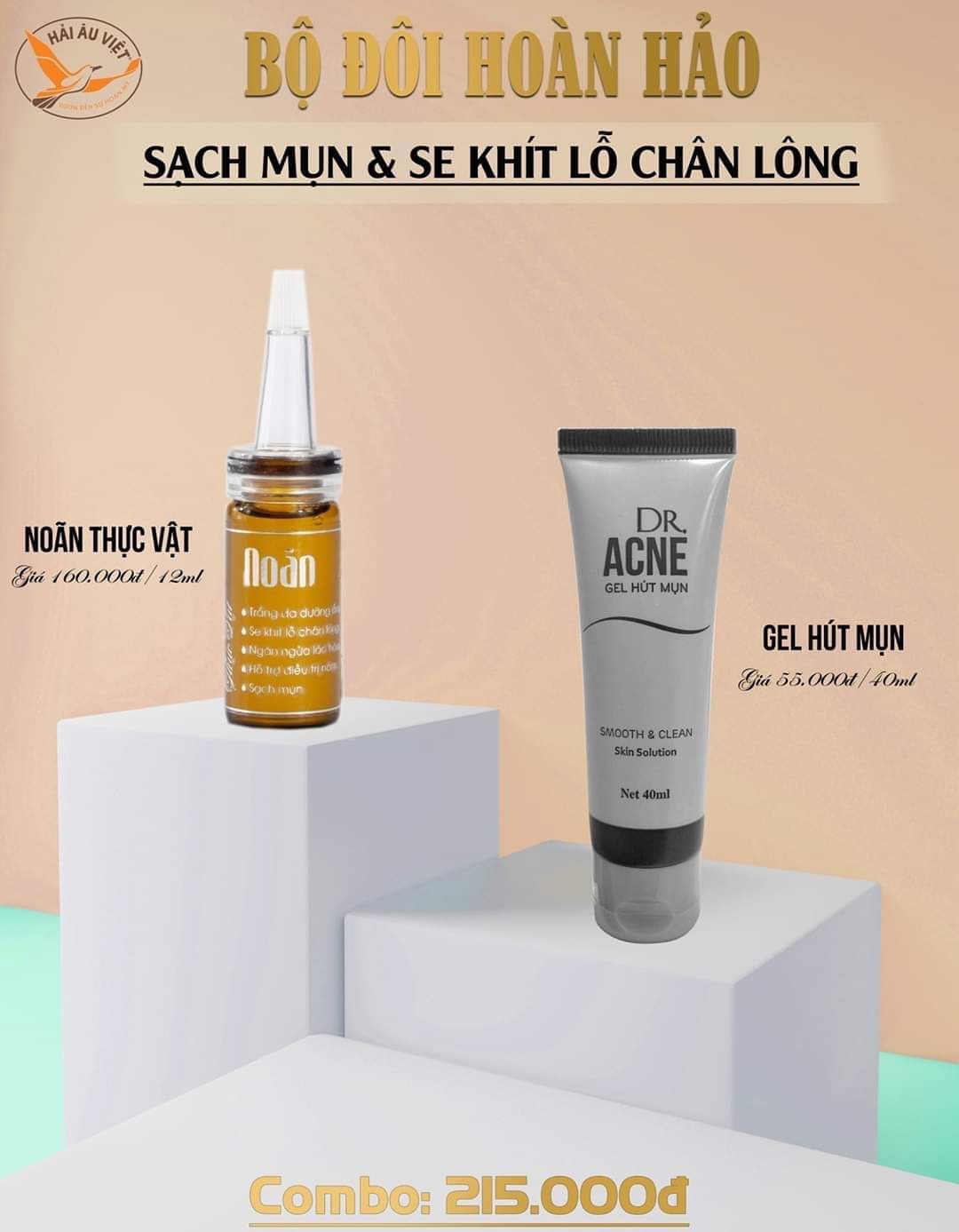 Bộ sản phẩm sạch mụn và dưỡng da (noãn thực vật +gel lột)