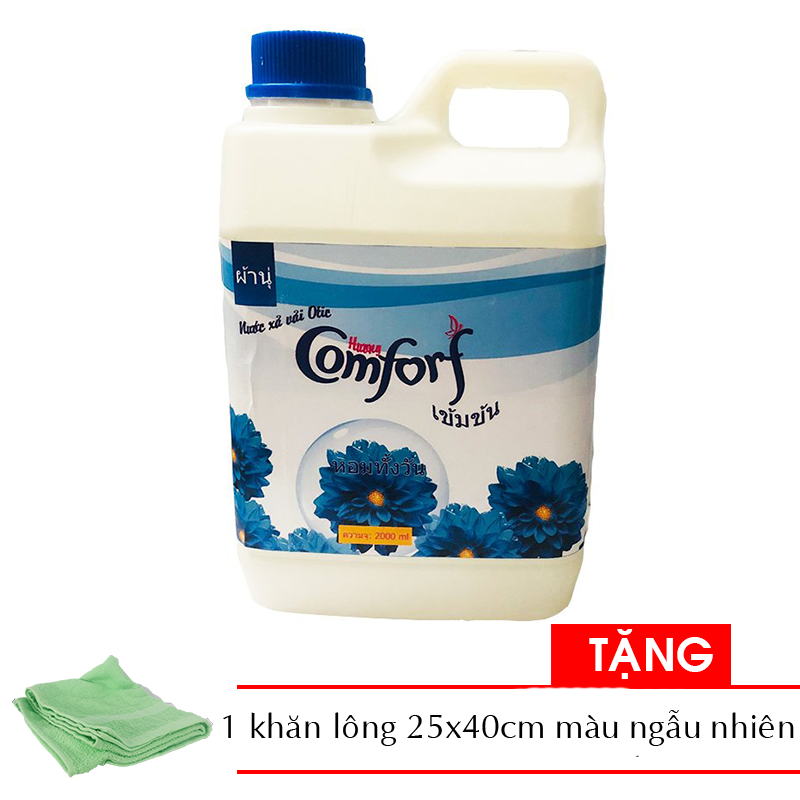 Nước xả vải Comfort hương ban mai Thái Lan 2 lít Tặng 1 khăn tắm cotton siêu mềm 25x40cm màu ngẫu nhiên