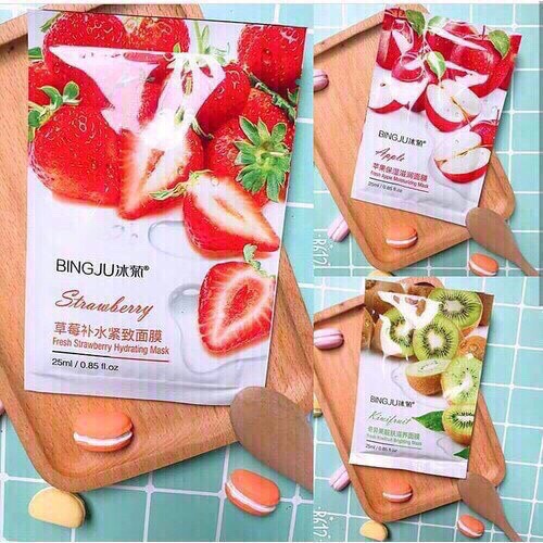 SET 10 MẶT NẠ BINGJU Dâu Tây Dưỡng Ẩm Mặt Nạ Chăm Sóc Da Nuôi Dưỡng Làm Trắng Chống lão hóa giúp đỡ để nước khóa trên da và make da của bạn ẩm ướt hơn. dâu tây chiết xuất sẽ giúp để cân bằng dầu và nước trên da.