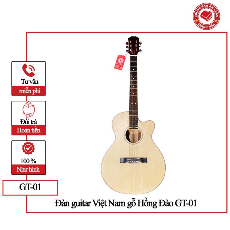 Đàn Guitar Acoustic gỗ Hồng Đào nguyên tấm, Made in Viet Nam