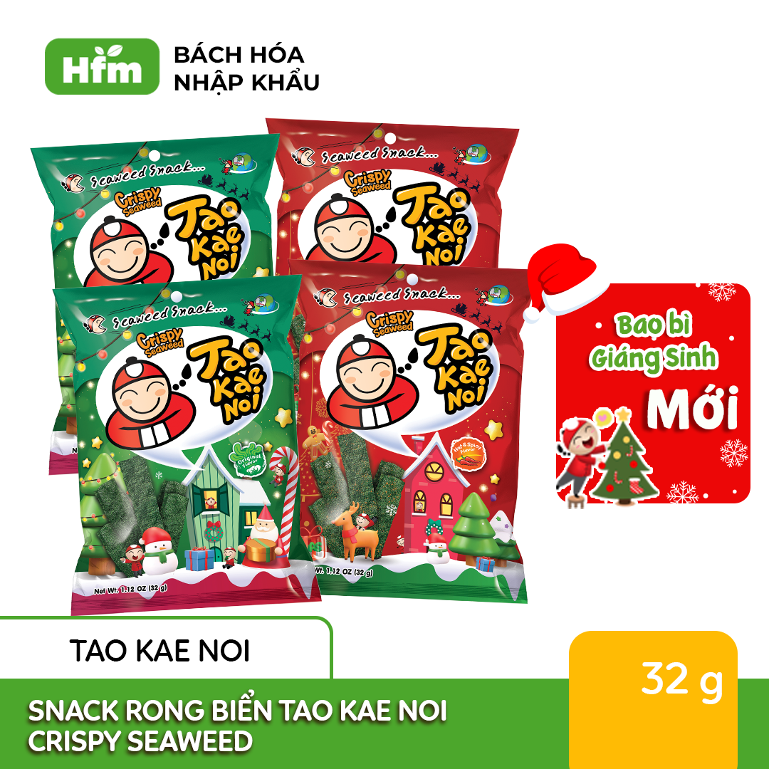 Combo 4 pack 32G taokaenoi crispy seweed traditional spicy, seafood