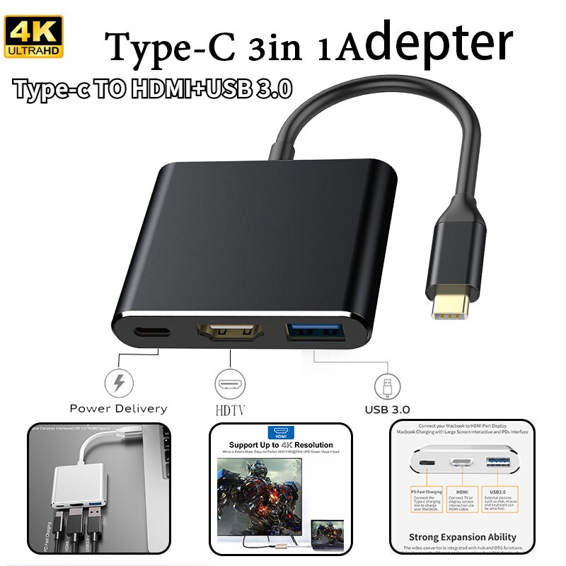 Bộ chuyển đổi USB Type-C đến USB-C, 4K HDMI, USB 3.0 - TOYCITY