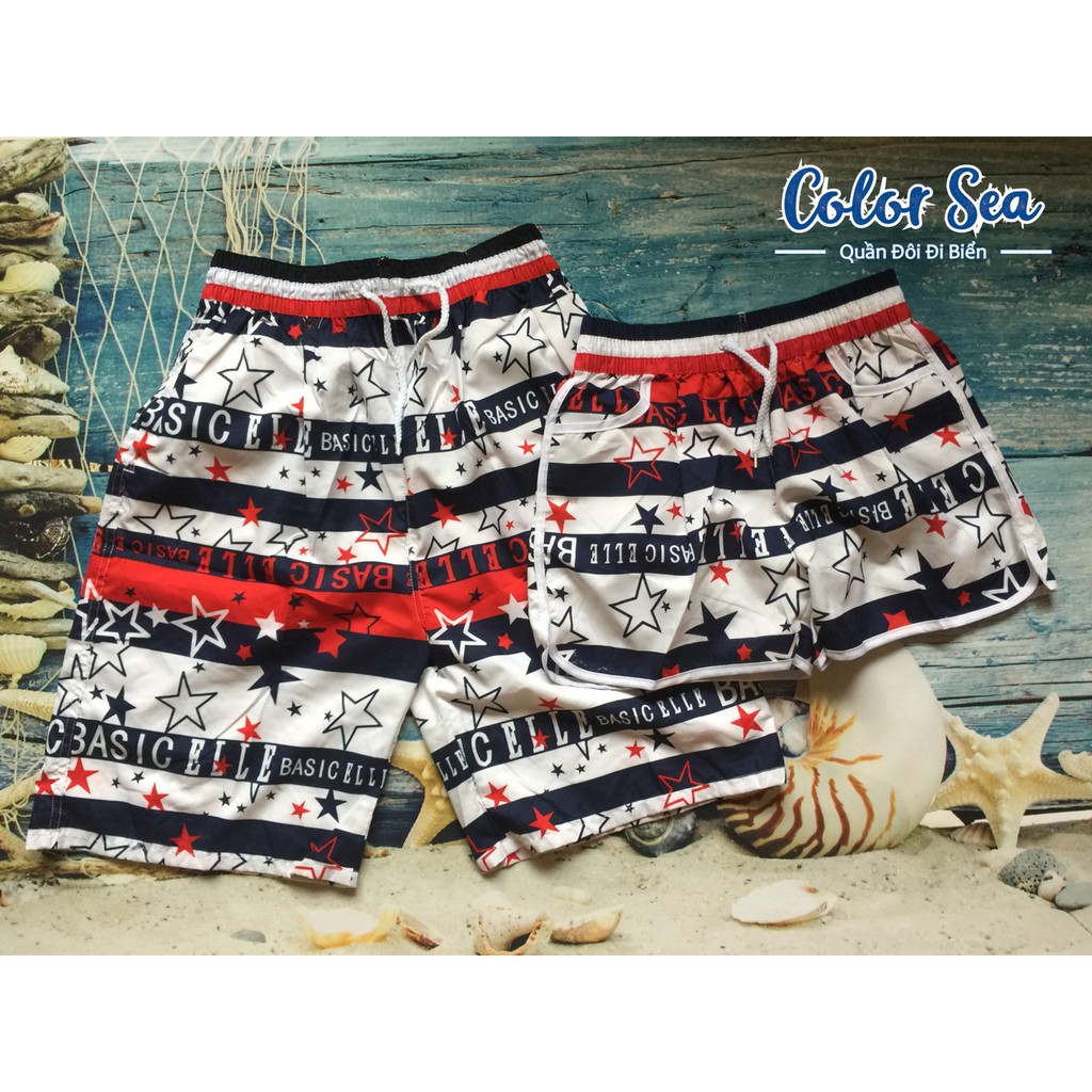 Quần Cặp Đi Biển, Hẹn Hò, Gia Đình Nhập Khẩu-Mẫu Cờ Mỹ-Vải Kate Dù Đẹp.