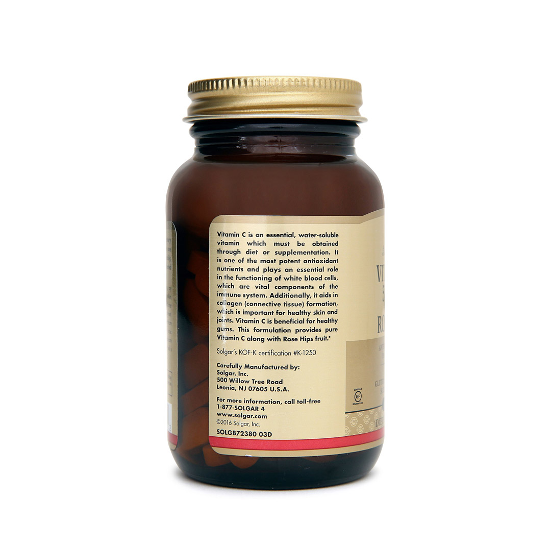 [HCM]Viên Solgar Vitamin C 500 mg with Rose Hips (Vitamin C và dầu Tằm Xuân)