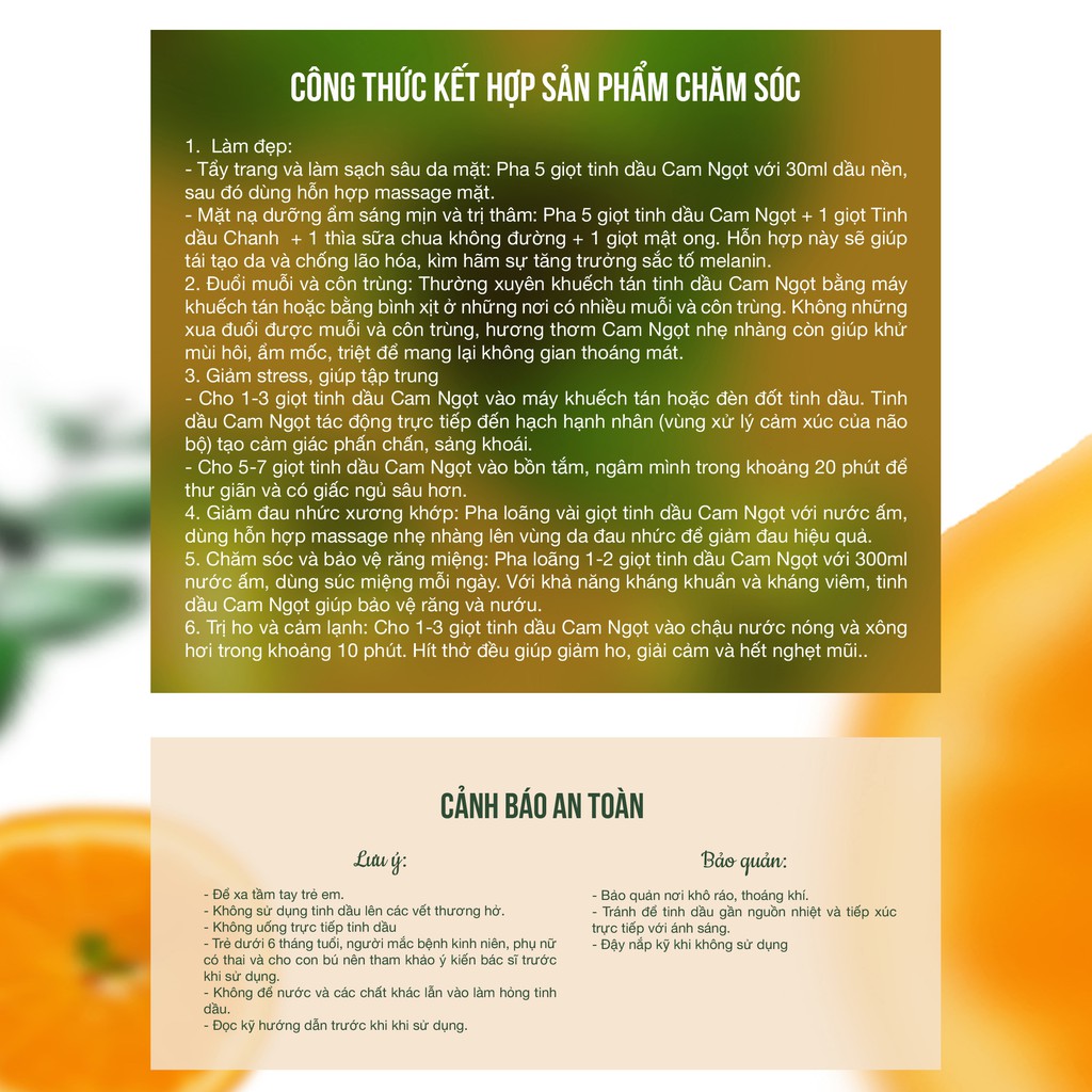 Tinh dầu cam ngọt 10ml JULYHOUSE
