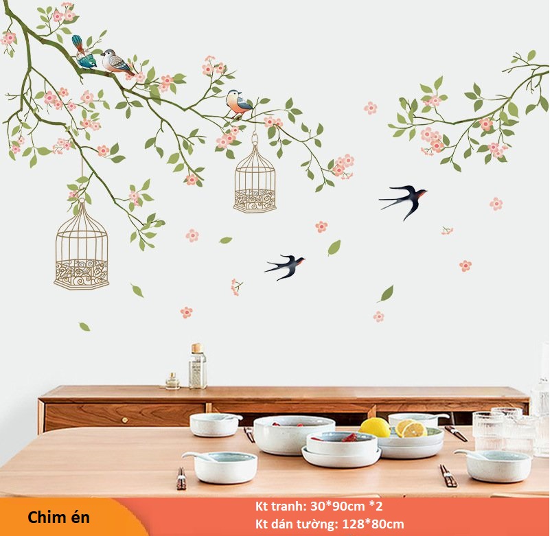 Tranh decal dán tường CHIM ÉN - Tranh dán tường