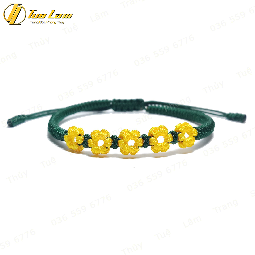 Vòng Tay Handmade Dây Chỉ Bện Hoa Nhí Màu Vàng May Mắn GIá Rẻ Độc Lạ - Tuệ Lâm