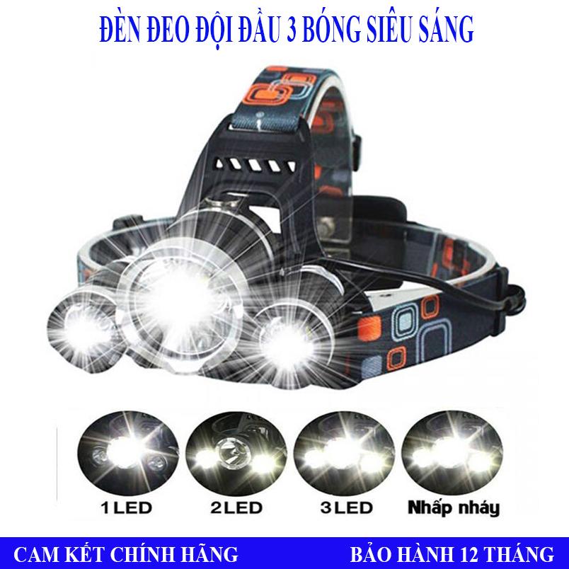 Đèn Pin ngăn Nước,Đèn Pin Đội Đầu 3 Bóng Led Siêu Sáng Đa Tác Dụng,4 Chế Độ Chiếu Sáng Rất Phù Hợp Và Tiện Lợi Cho Việc Đi Du Lịch, Đi Rừng, Đi Câu, Đi Soi, Cúp Điện…