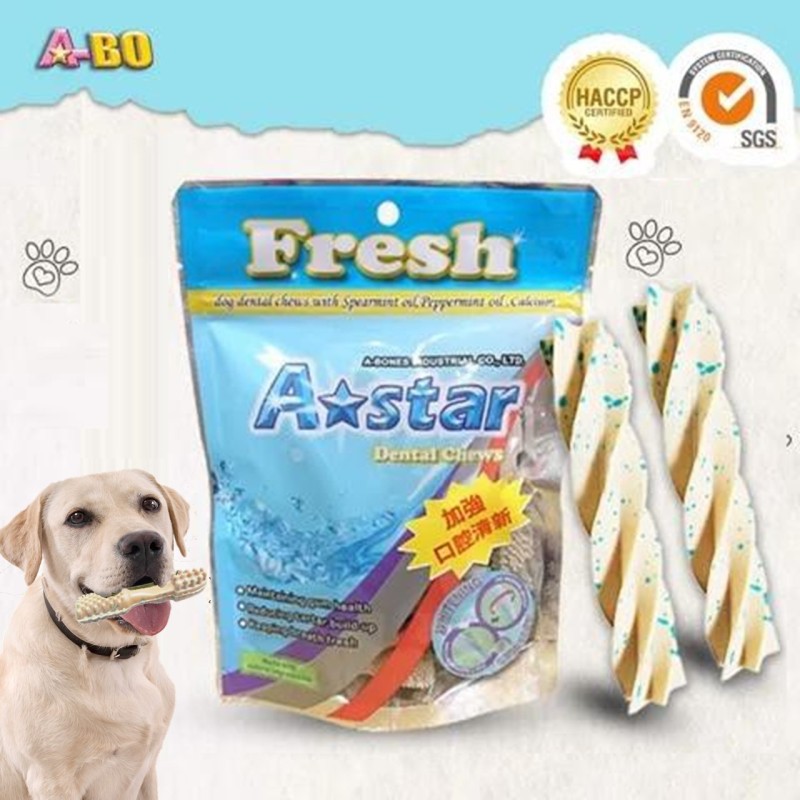 Xương gặm cho chó A-star 90g Hình xoắn trắng sữa, Xương sạch răng gặm cho chó cao cấp, giúp thơm miệng, ngừa viêm nướu