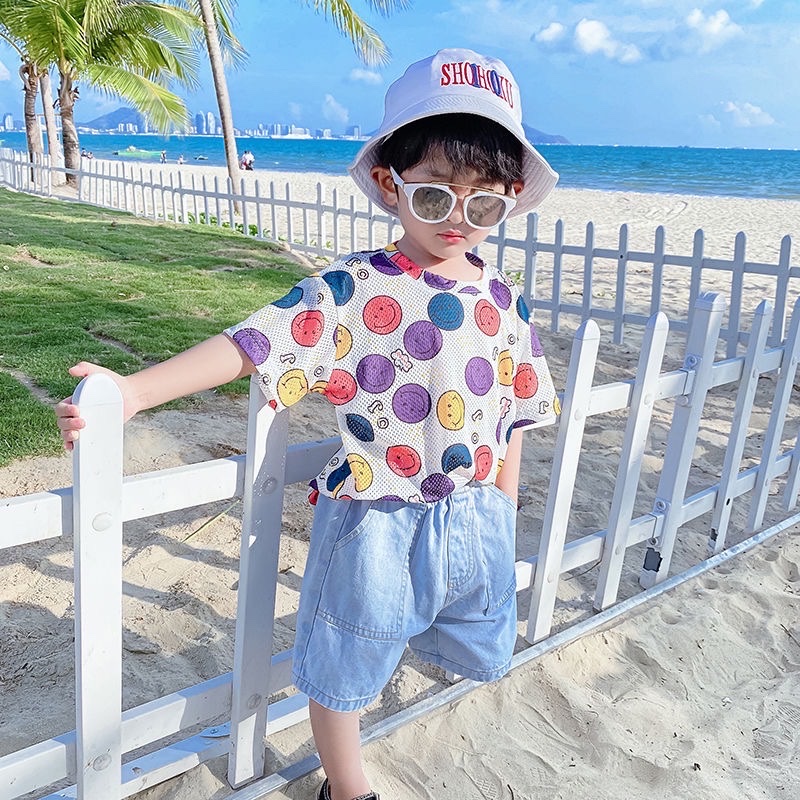 Áo Lưới Cộc Tay Bé Trai In Họa Tiết (N00709)