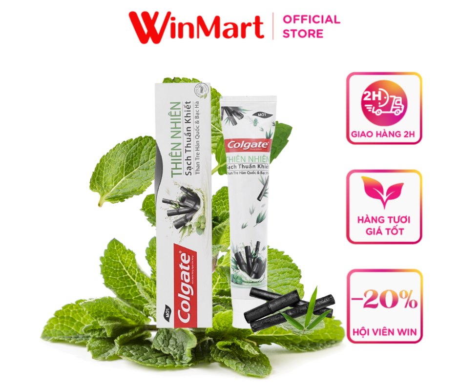 [Siêu thị WinMart] - Kem đánh răng Colgate than tre hàn quốc bạc hà tuýp 180g
