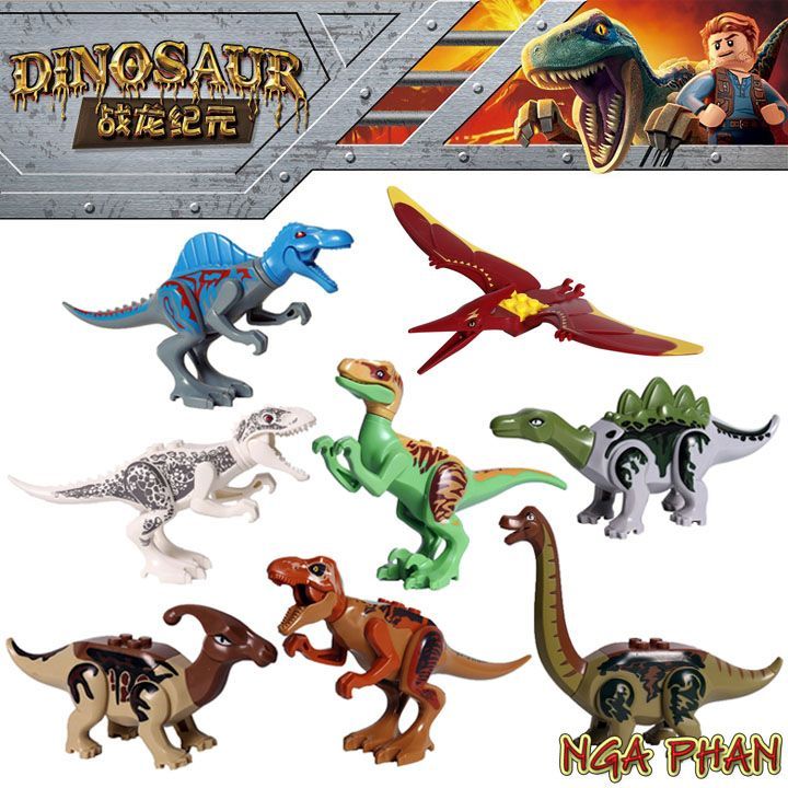 Bộ 8 Khủng Long Nhiều Loài Dinosaur Đồ Chơi Xếp Hình Lắp Ráp MOC DIY