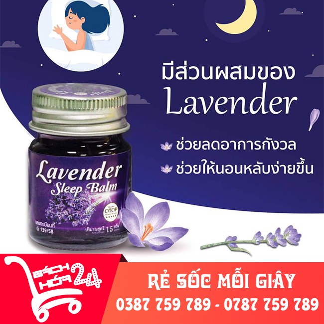 Dầu cù là giúp ngủ ngon Lavender Sleep Balm thái lan 15g - cải thiện giấc ngủ - dầu thái lan ngủ ngon hương thơm nhẹ nhàng, dễ chịu [Bách Hóa 24h]