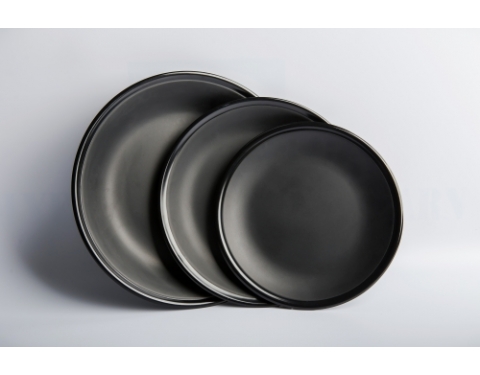 Dĩa Nhựa Melamine Tròn Nhám Đen