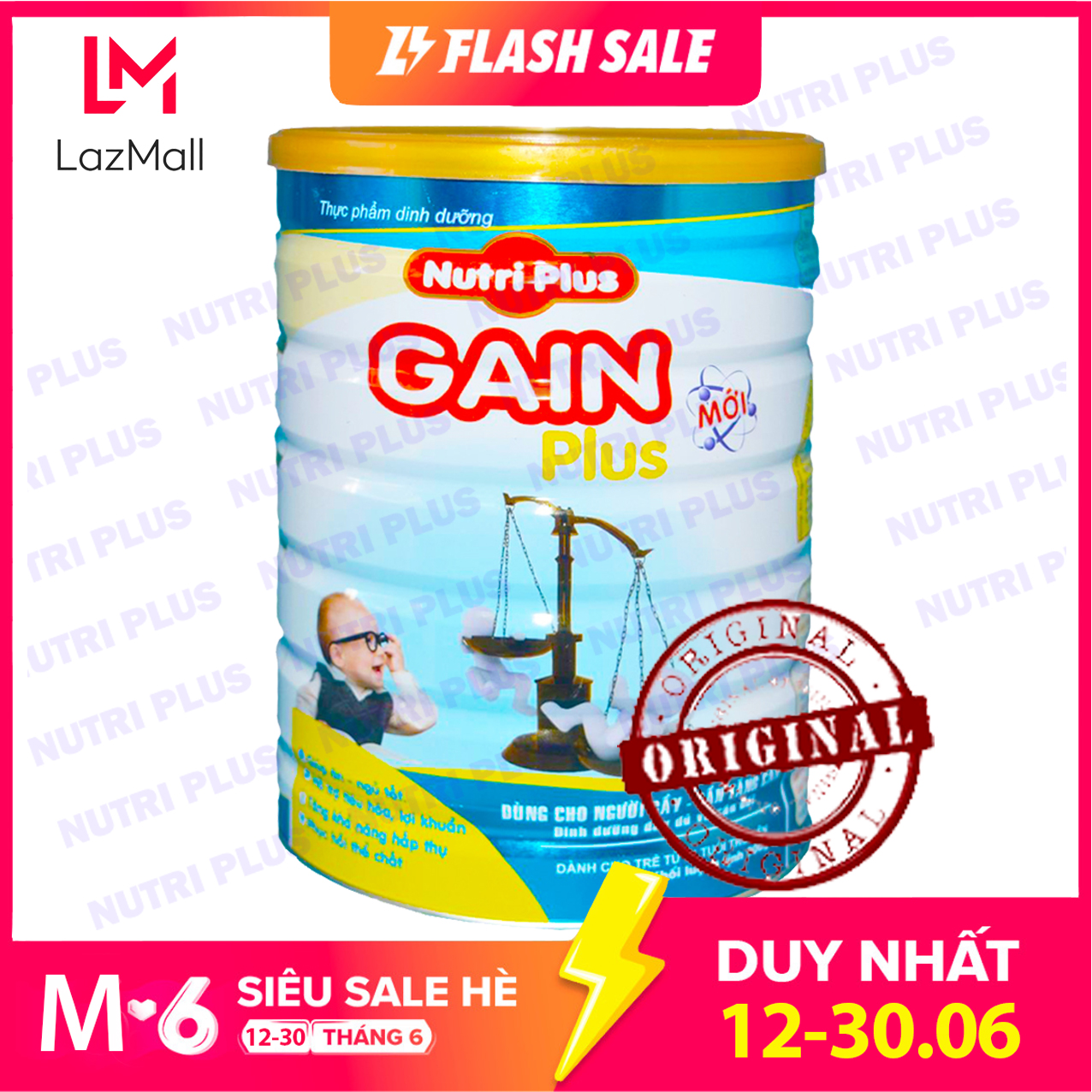 Sữa bột GAIN PLUS dùng cho người gầy NUTRI PLUS 900G - DAT2020