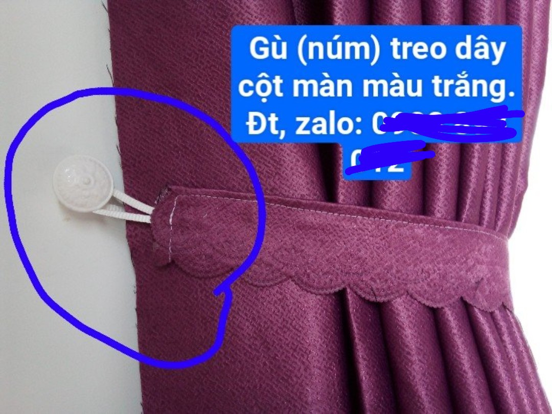 [HCM]Gù (Núm) Treo Dây Cột Màn Cửa Màu Trắng