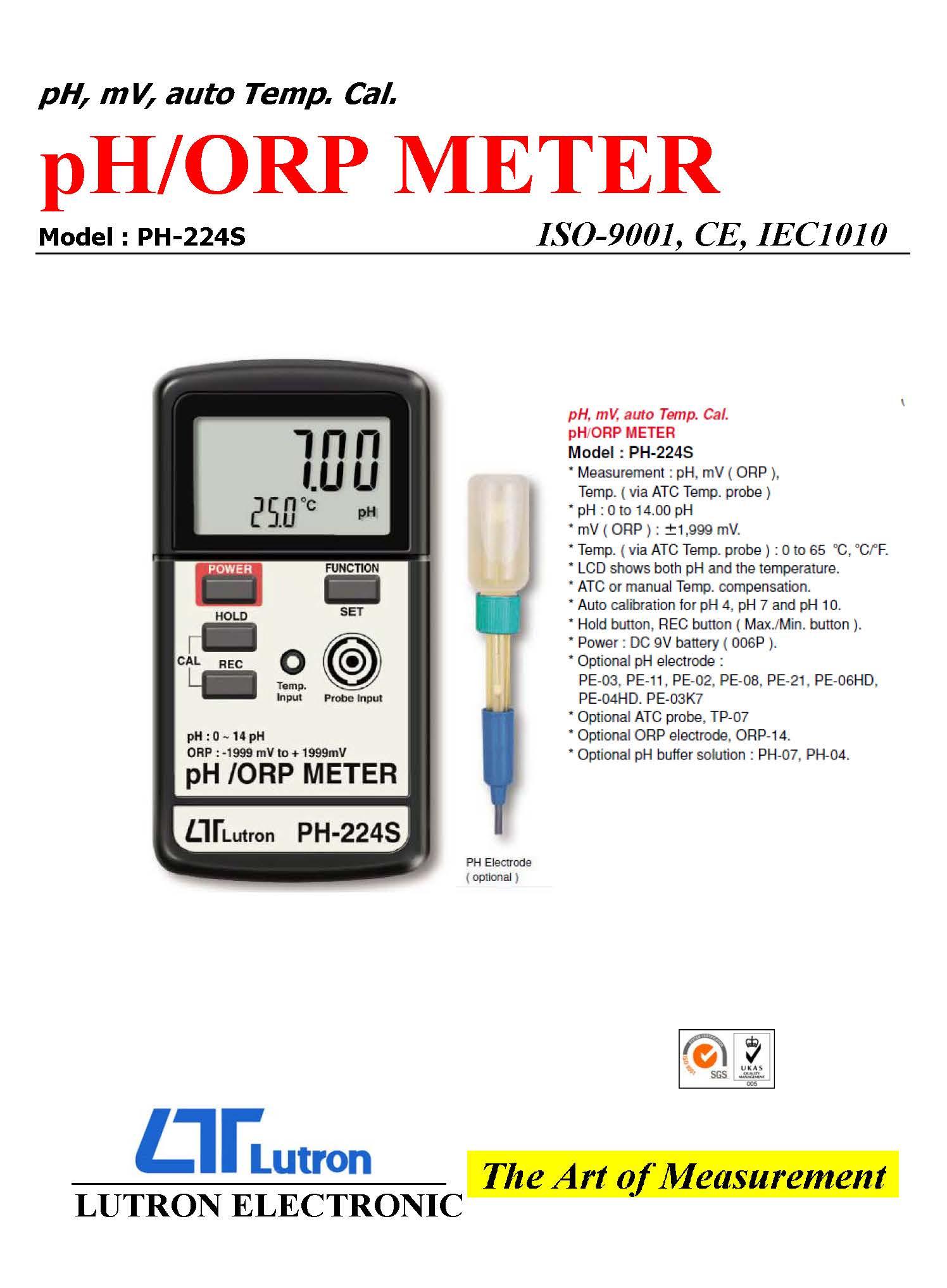 Máy đo PH lutron PH-224S