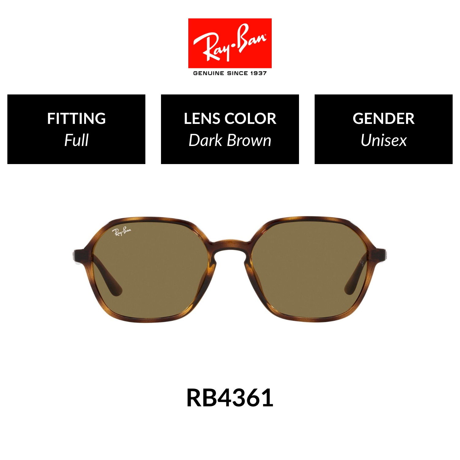 Mắt kính RAY-BAN - RB4361F 710/73 - Kính mát Size 54