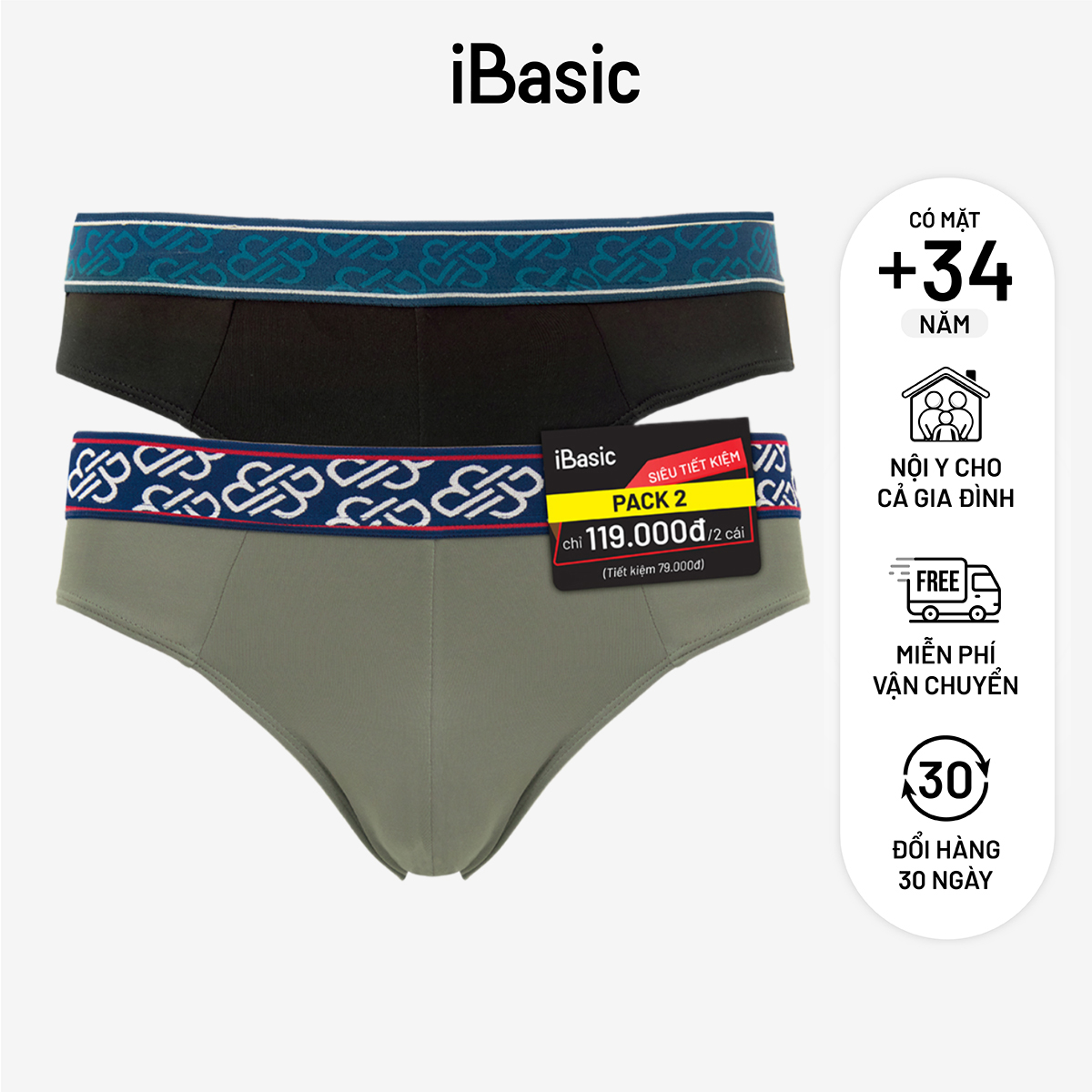 Pack 2 quần lót nam brief panm109-pa2