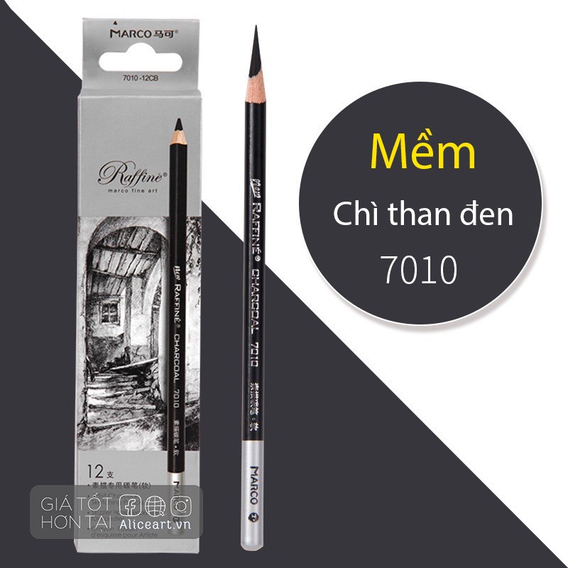 Chì than Marco Raffine Đen, Trắng cây lẻ - Sale