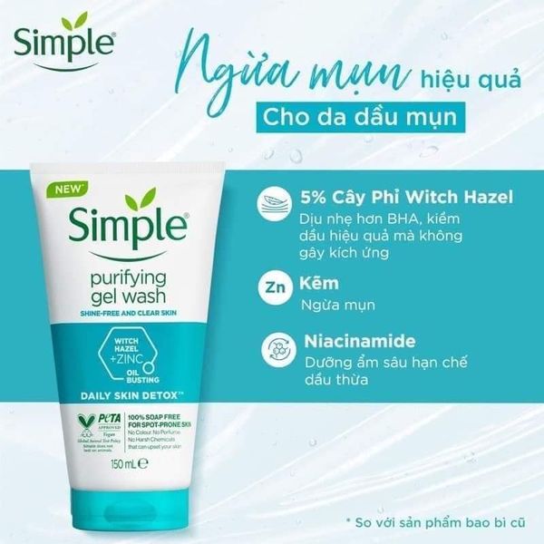 Sữa rửa mặt SIMPLE 150ml - Anh