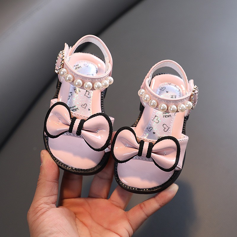 XẢ KHO Dép Tập Đi Cho Bé Gái Đính Nơ Cute Chống Trơn Trượt, Dép Cho Bé Tập Đi Đế Mềm (A602-C201)