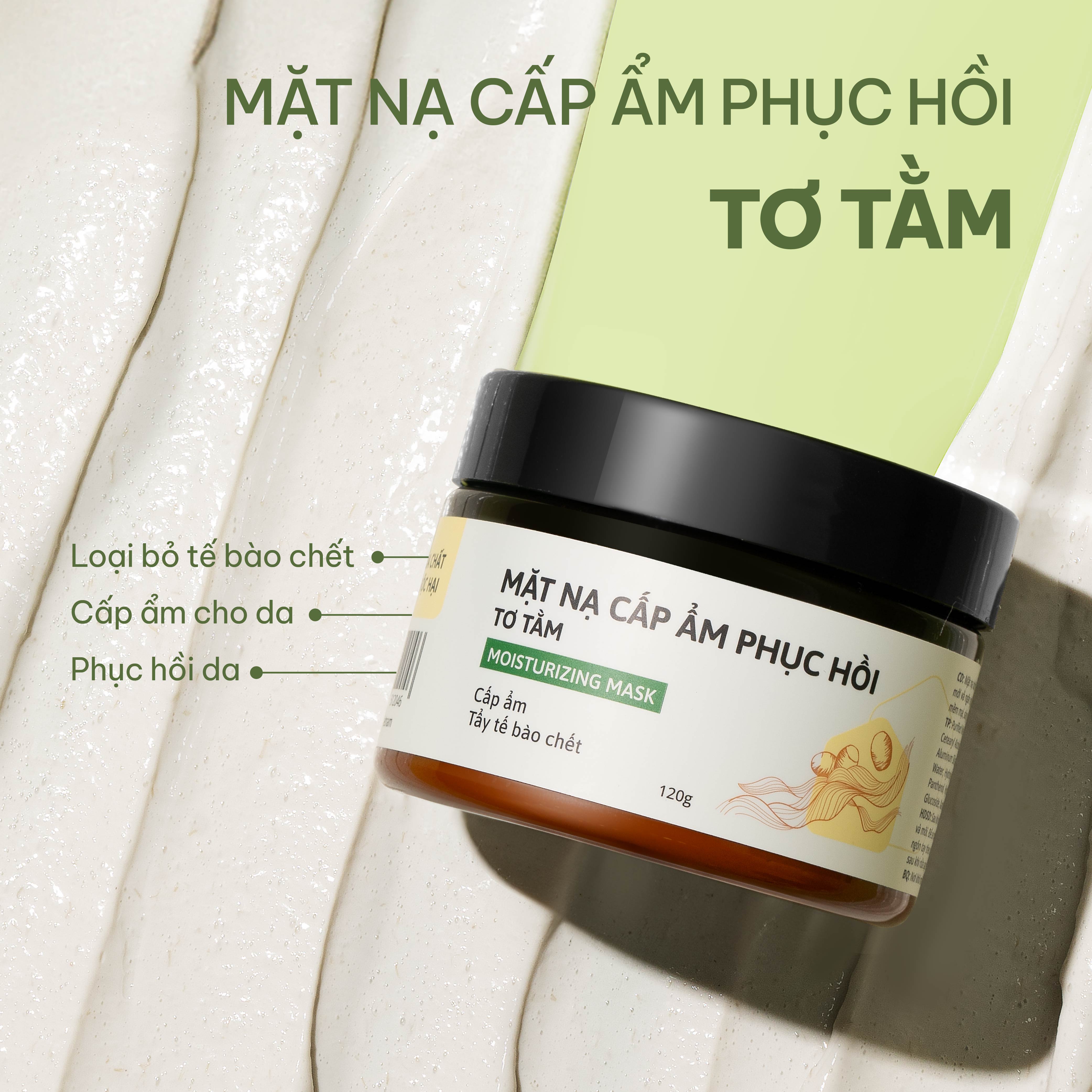 Mặt Nạ Đất Sét Cấp Ẩm Tơ Tằm Phục Hồi Da Cỏ Mềm 120g