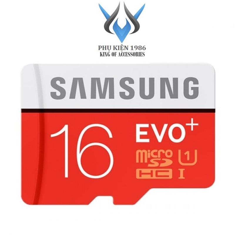 [HCM]Thẻ nhớ MicroSDHC Samsung Evo Plus 16GB U1 80MB/s - Không Box (Đỏ) - Phụ Kiện 1986
