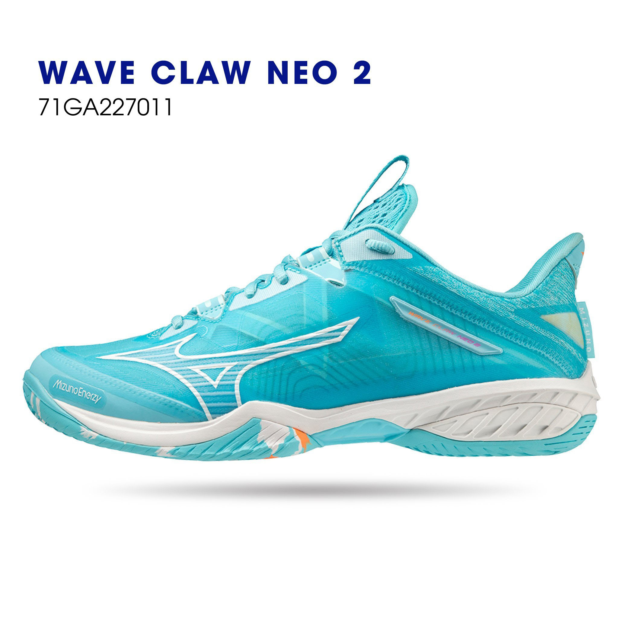 Giày cầu lông Mizuno Chính hãng Wave Claw Neo 2 71GA227011 màu xanh ngọc