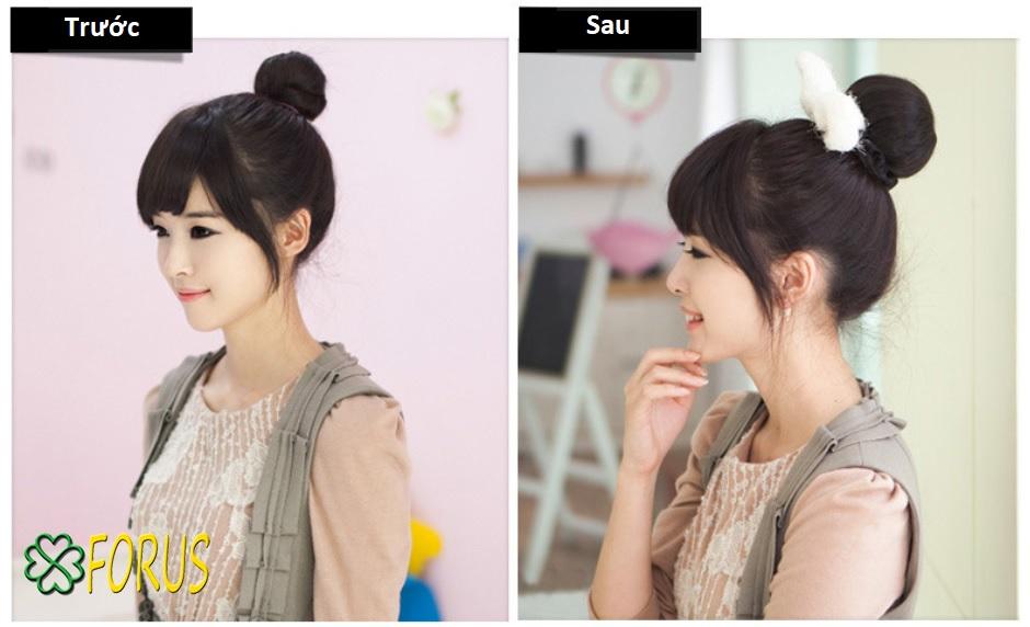 Tóc búi tròn củ tỏi Z45, màu [nâu vàng 2/30] tóc giả nữ