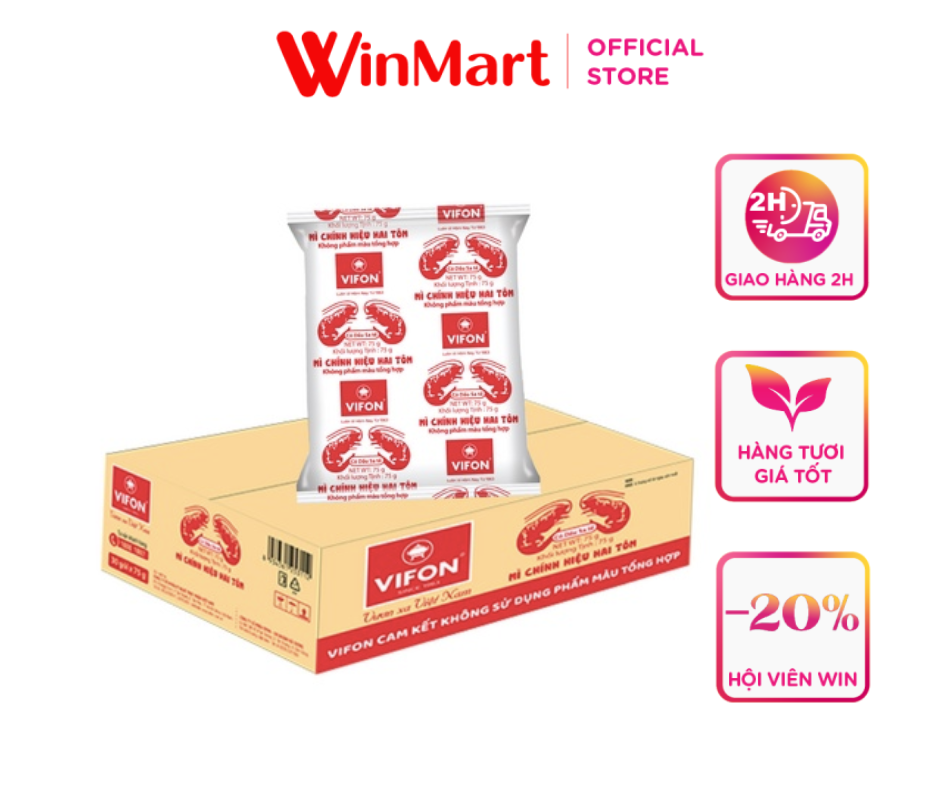 [Siêu thị WinMart] - Thùng 30 gói mì chính hiệu HAI TÔM-Vifon gói giấy 75g