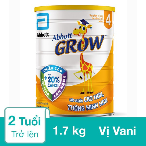 (HSD T9-2026) Sữa Bột Abbott Grow 4 Hộp Thiếc 1.7kg (Cho Trẻ Trên 2 Tuổi).