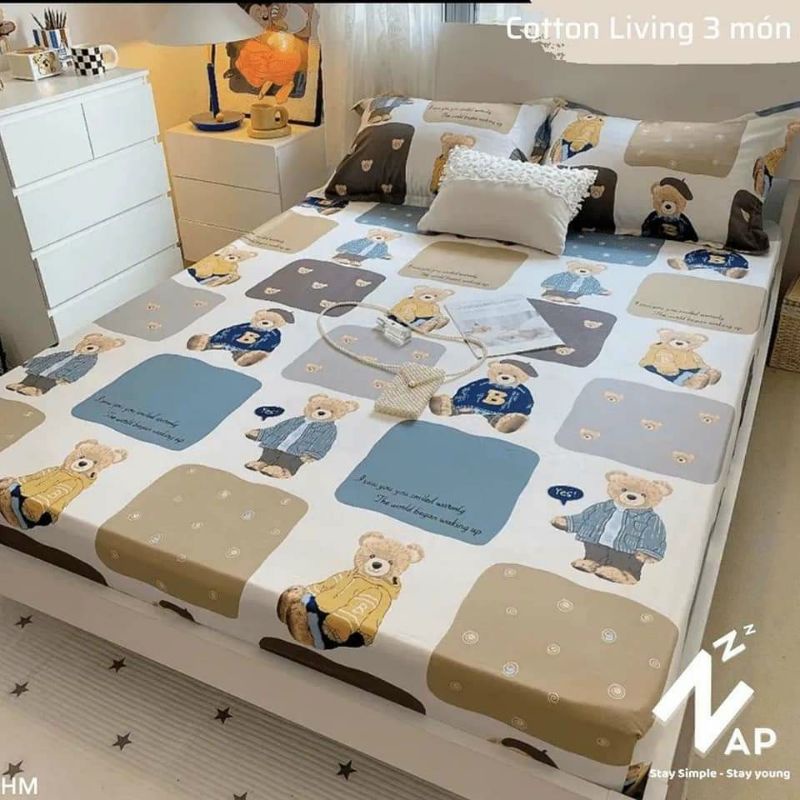 Bộ ga gối 3 món poly cotton được chọn màu