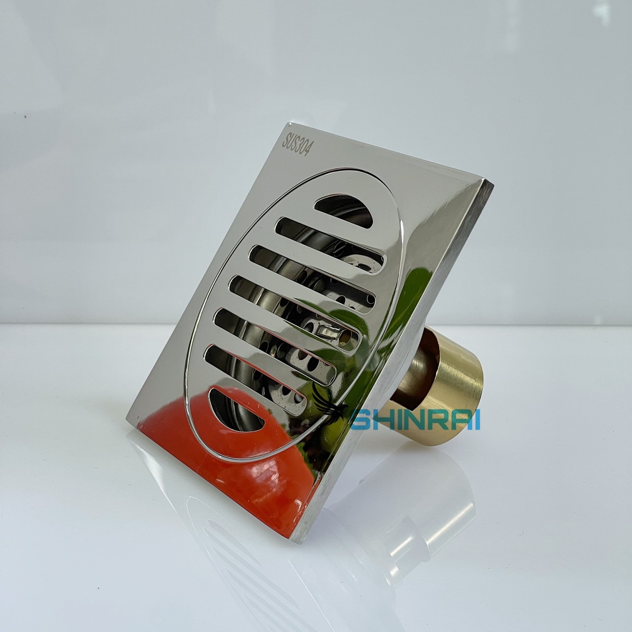 ( Phân Phối Sỉ ) Ga Thoát Sàn , Phễu Thu Sàn Nhà Tắm Nguyên Khối Inox Chống Mùi hôi SHINRAI Mặt Kẻ Đáy Dài 400g