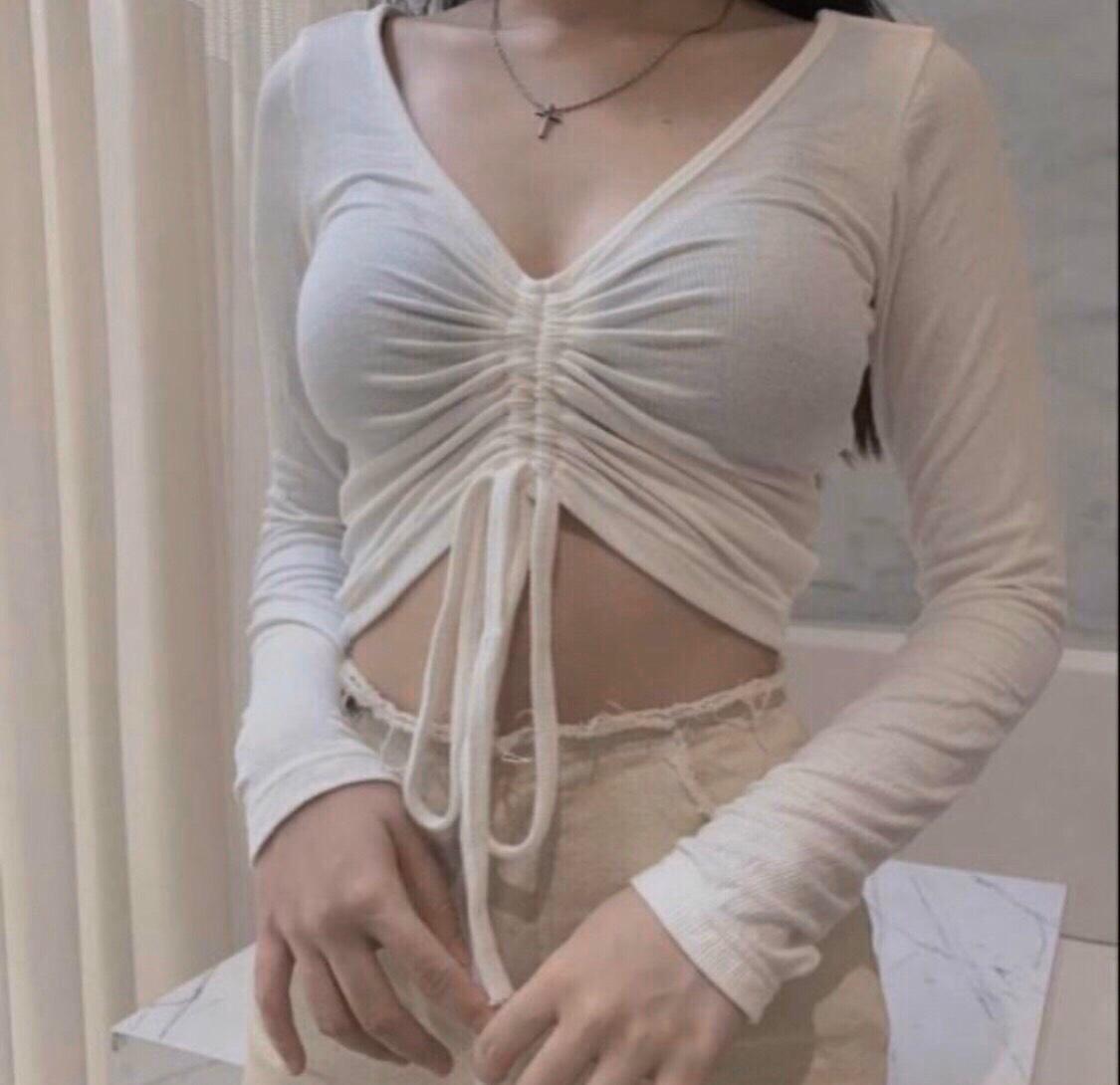 [HCM]ÁO CROPTOP RÚT DÂY TRƯỚC NGỰC