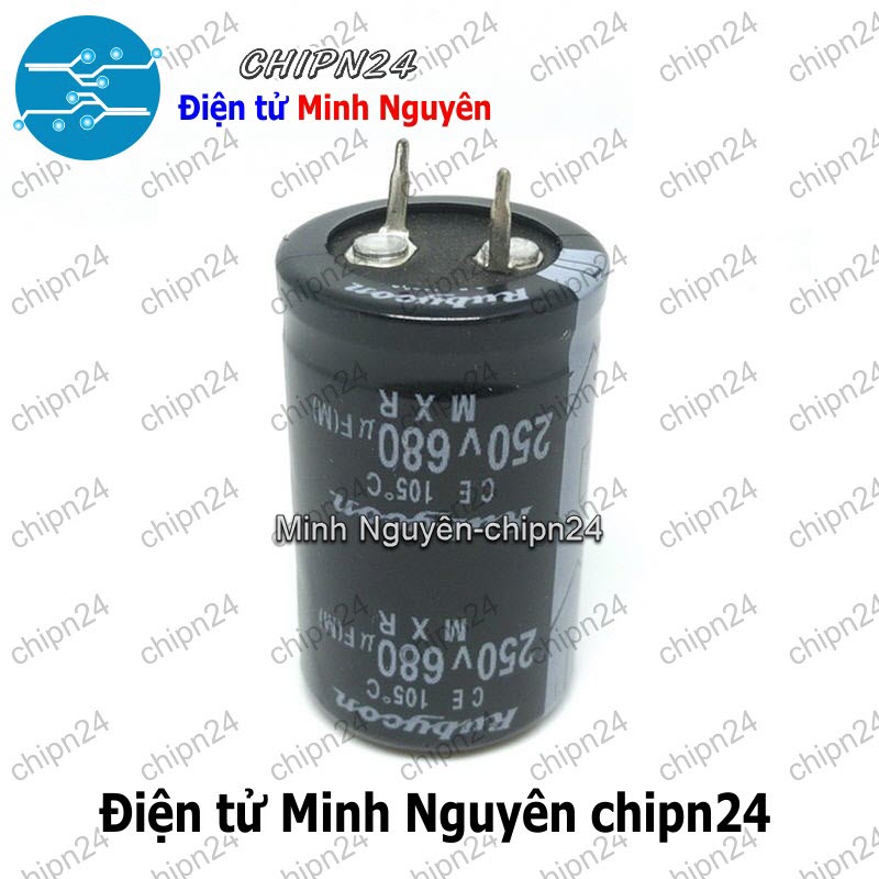 [1 con] (J13) Tụ hóa 680uF 250V Đen Rubycon (25x40mm) - HH006155