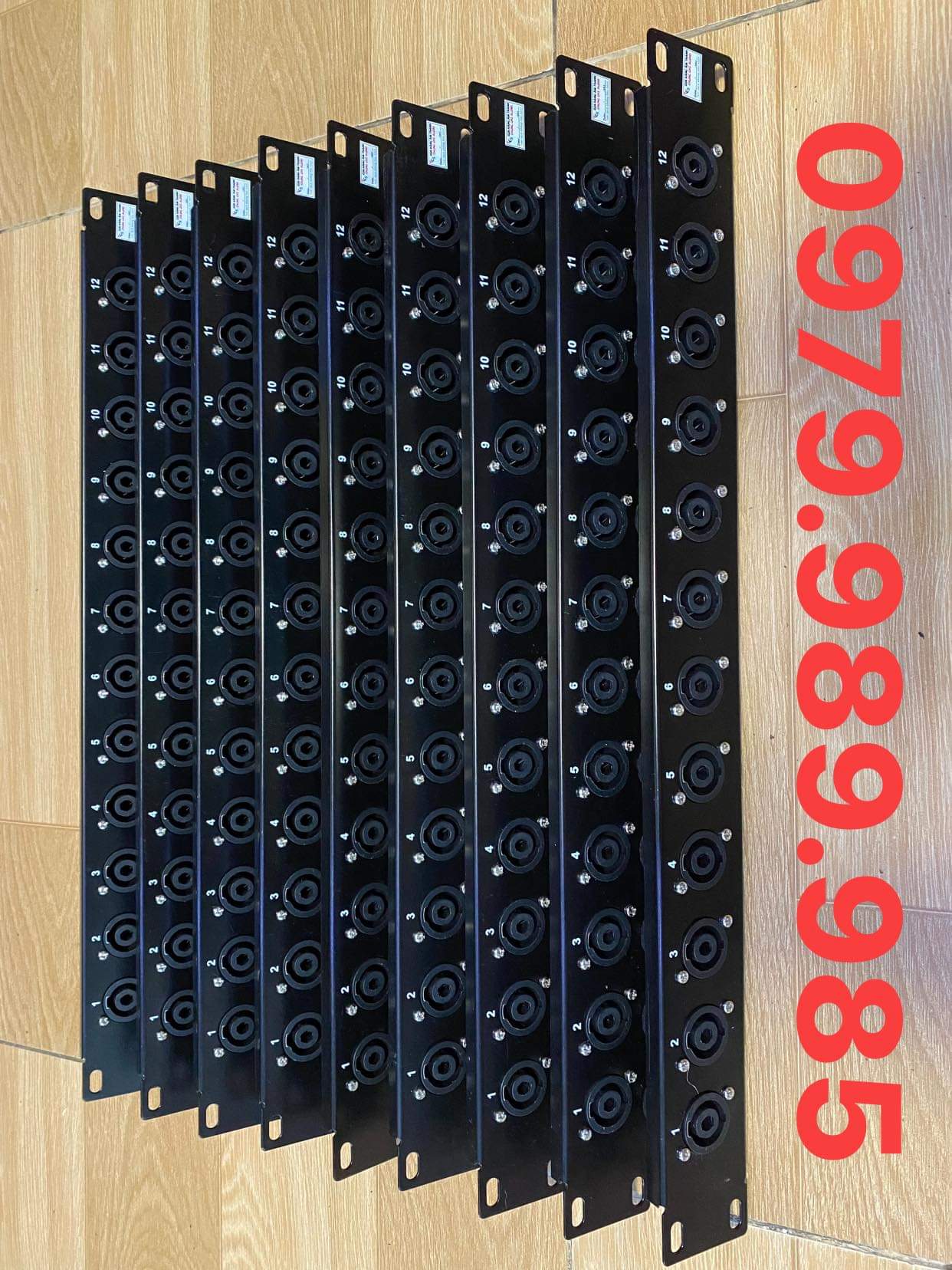 Thanh Panel Bắt Jack Loa, Jack tín hiệu, Jack Nguồn .Thanh 12 lỗ có jack