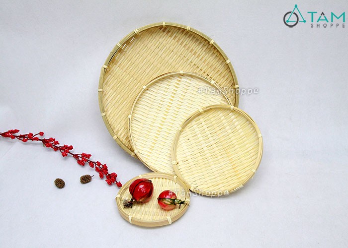 Mẹt tre trang trí hình tròn trơn có vành nhiều cỡ t-mtrn-13 - mẹt tre trang trí hình tròn trơn có vành