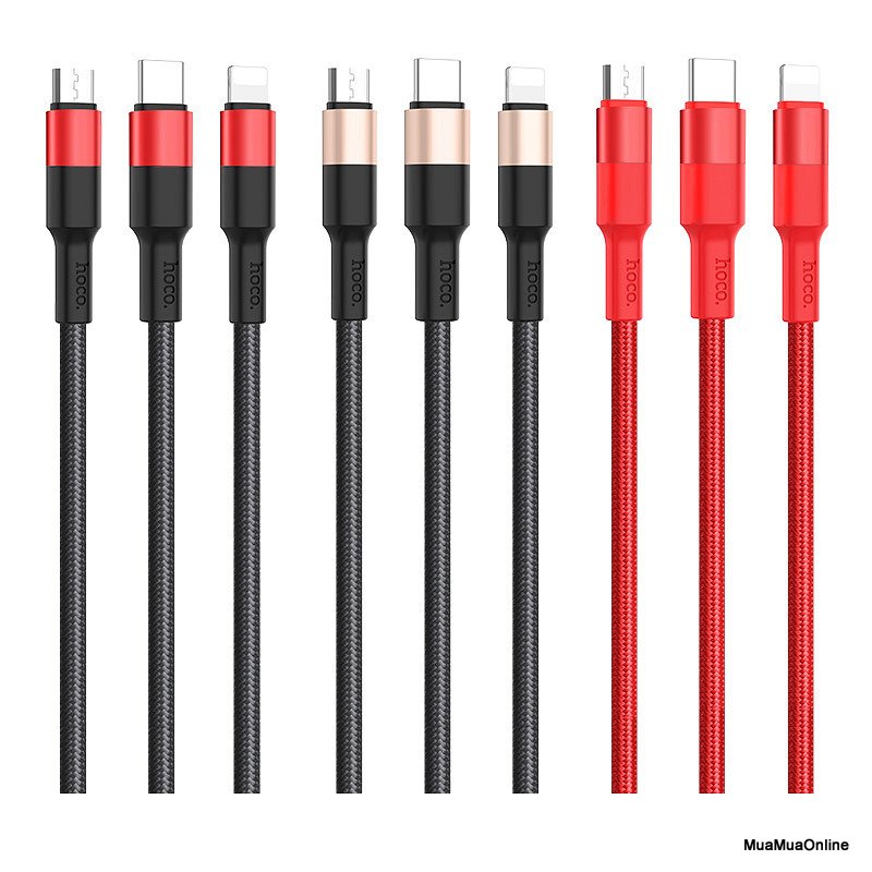 Cáp sạc 3 đầu lightning + micro usb + type-c hoco x26