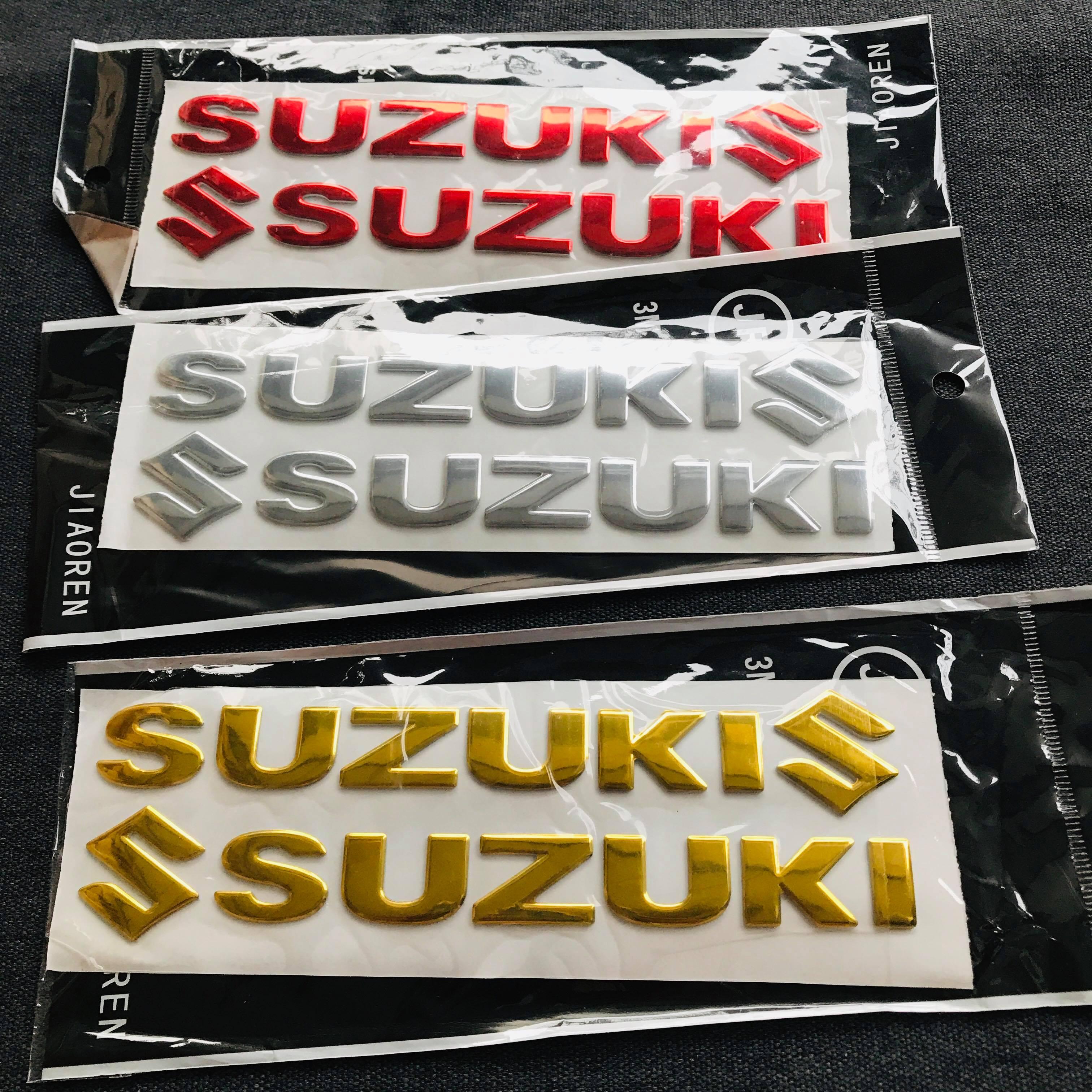 Bộ tem dán nổi chữ suzuku siêu chắc màu vàng .