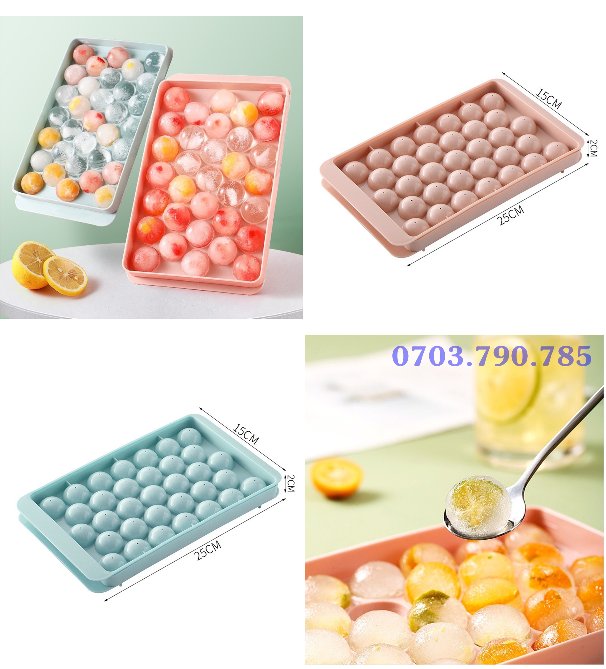 Khay Đá 33 Viên-Loại Lớn 25 x 15cm
