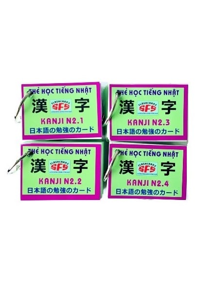 Flashcards Thẻ Học Tiếng Nhật Kanji N2 (4 Xấp)