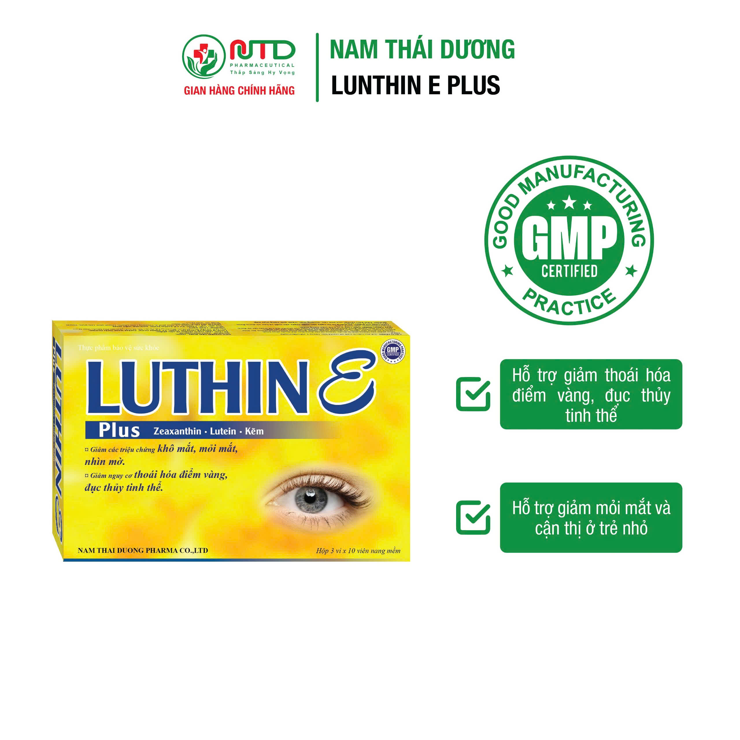 Viên uống bổ mắt Luthin E Plus Nam Thái Dương - Giảm mỏi mắt, khô mắt, cải thiện thị lực