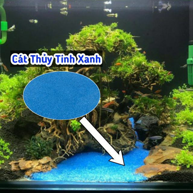 1kg 500gr Cát màu xanh trang trí bể thủy sinh, bể cá cảnh, tiểu cảnh