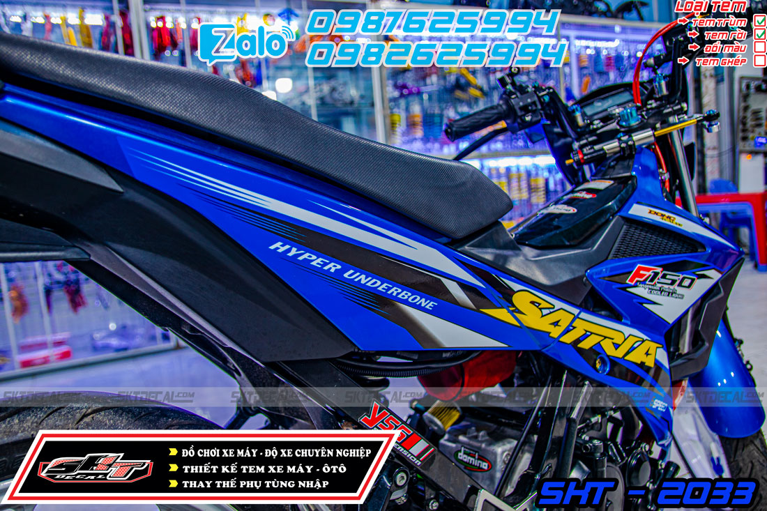 tem rời xe satria xanh bạc