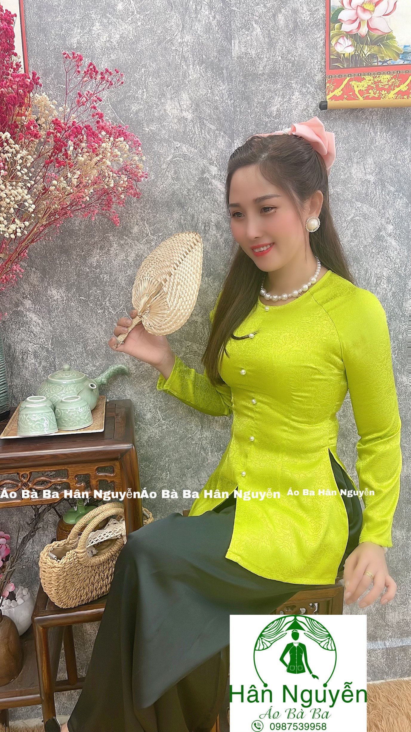 ÁO BÀ BA GẤM DÂY KÉO HOA HỒNG (ÁO LẺ)