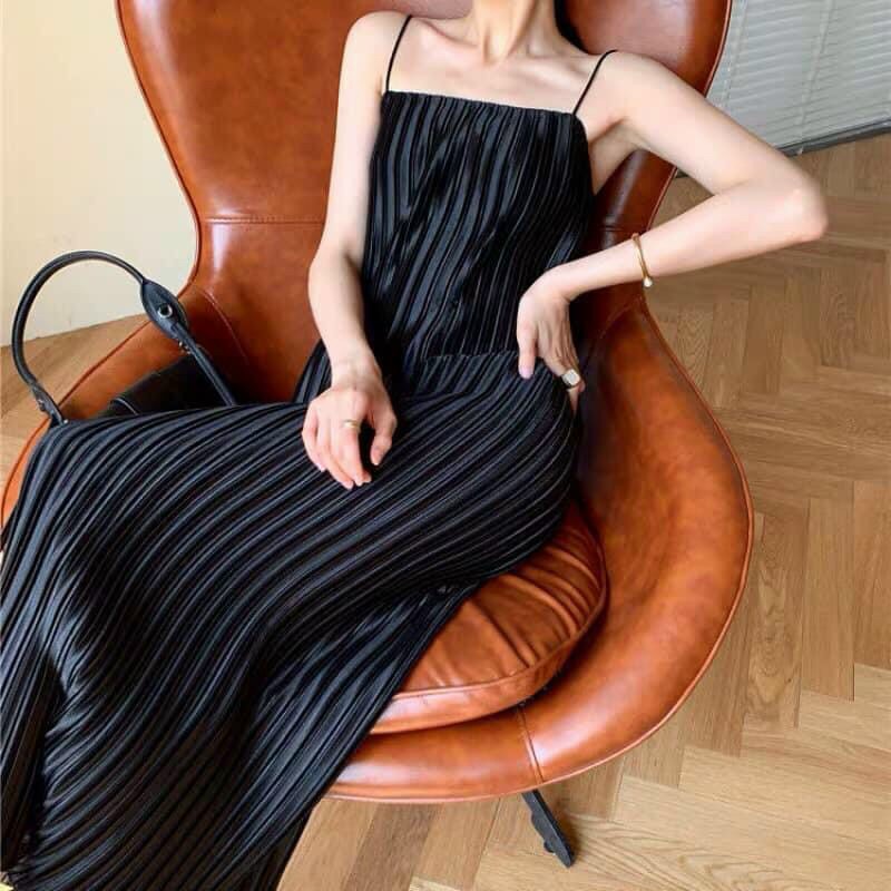 Đầm maxi 2 dây dập ly sang chảnh - ST8318