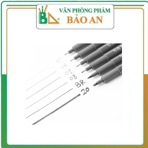 Bút kỹ thuật đi nét nhiều ngòi màu đen Deli - kháng nước - vẽ caligraphy phác thảo - bộ 6 chiếc - S573